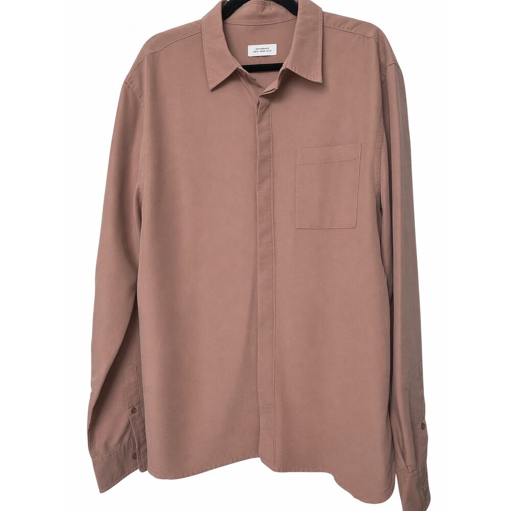Saturdays NYC Long Sleeve Button Down Shirt - Dusty Pink - Size XL